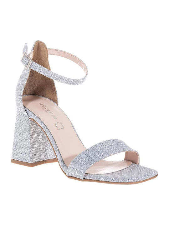 Fabric Silver Sandals