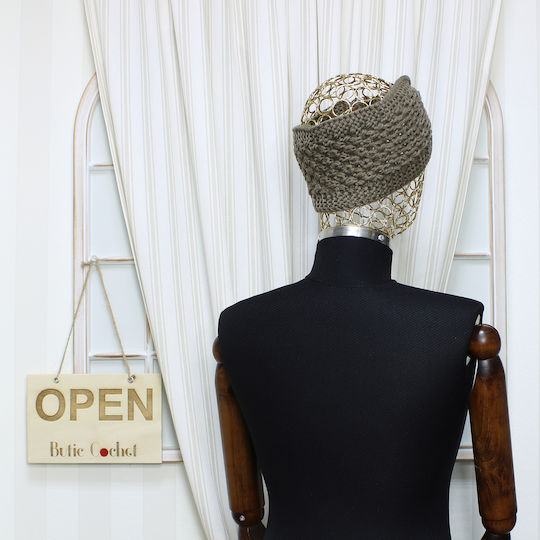 Bentită Tricotată Pentru Păr Femei 100% Acrilic ButicCochet O Mărime Culoare Khaki Bnt385