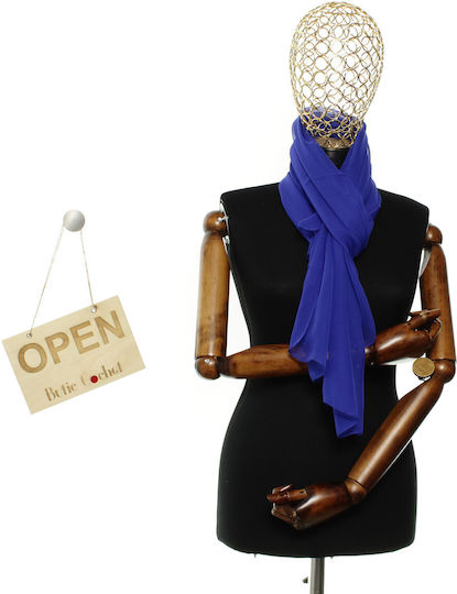 Women's Scarf Solid Color Buticcochet 80% Polyester 20% Viscose Electric Blue Es3364