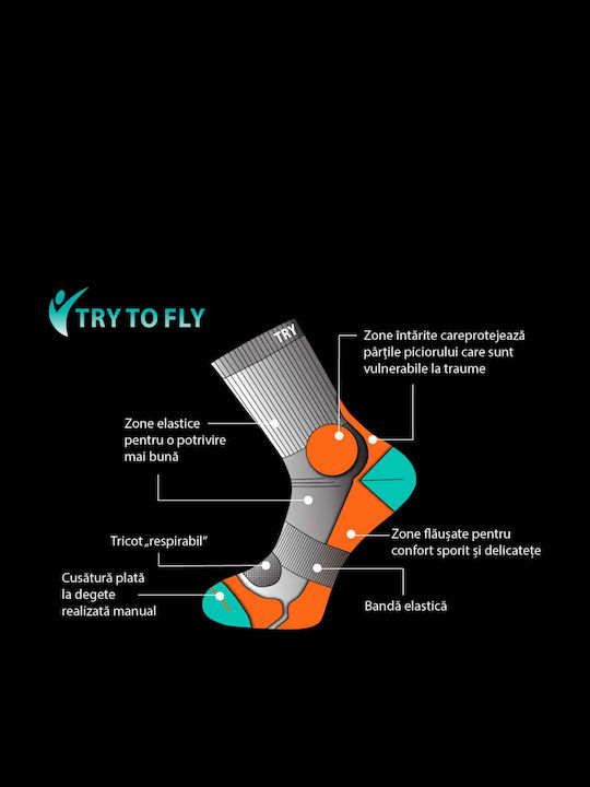 Try to Fly Sosete Sport Pentru Tenis Negre 1 Pereche