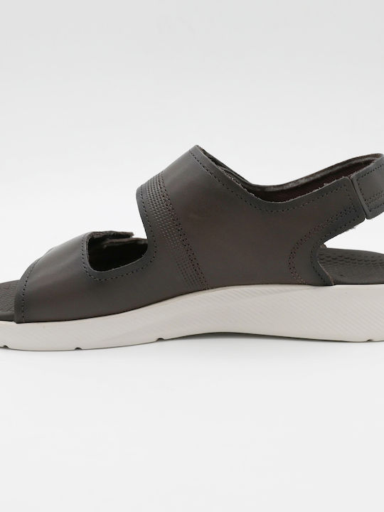 Leather Men's Sandals In Brown Color