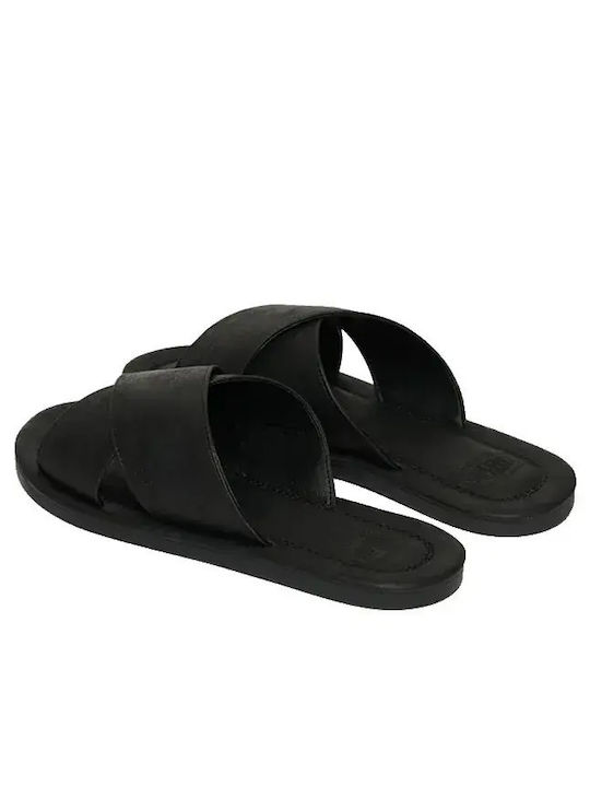 Leder Herrensandalen in Schwarz Farbe