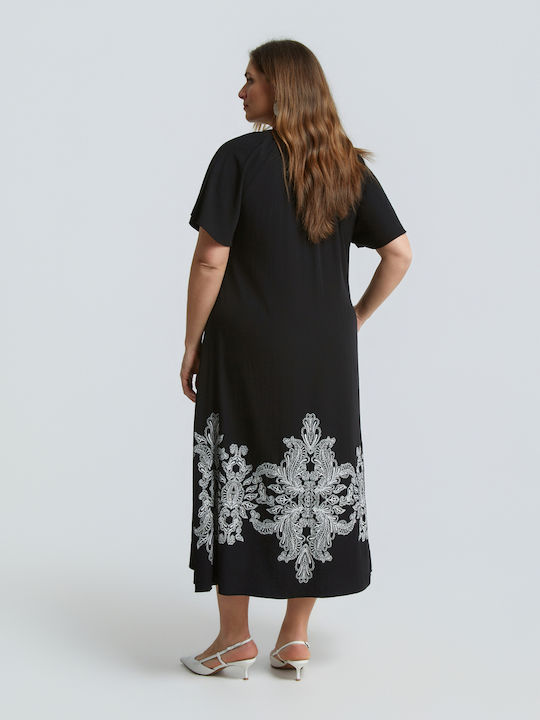 Rochie De Vară Midi Pentru Nuntă Botez Neagră 8501.7240.NETTO-black