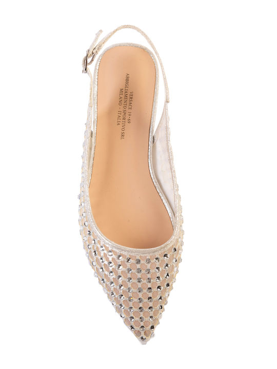 Damen Ballerinas Aus Leder In Silber Farbe