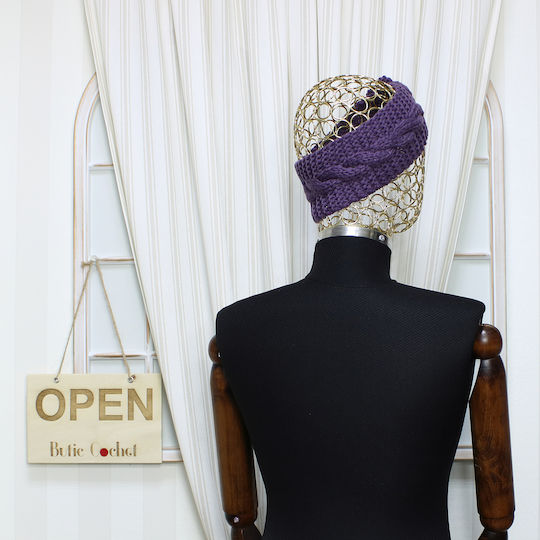 Bentiță Tricotată Pentru Femei 100% Acrilic ButicCochet Floare O Mărime Violetă Bnt395