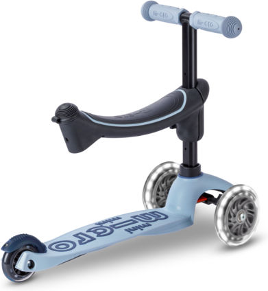 Micro Kinderroller Deluxe Rock And Go 3-Rad mit LED-Beleuchtung für 12 Monate Ocean Slate