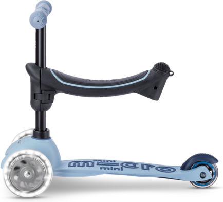 Micro Kinderroller Deluxe Rock And Go 3-Rad mit LED-Beleuchtung für 12 Monate Ocean Slate