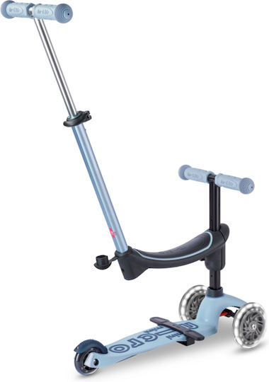 Micro Kinderroller Deluxe Rock And Go 3-Rad mit LED-Beleuchtung für 12 Monate Ocean Slate