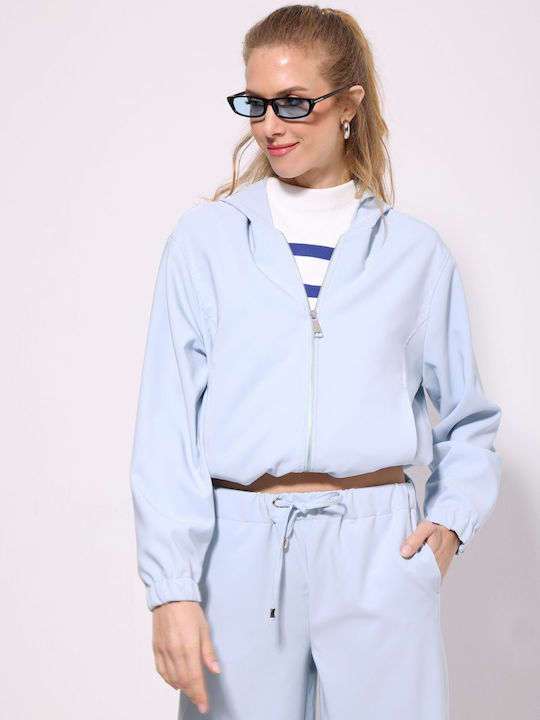 Women's Cardigan with Zipper Light Blue