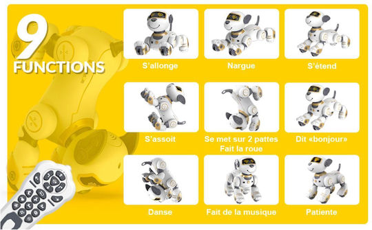 Techkidz Remote Control Animated Dog Sound Light Effects Marcus Model White Yellow
