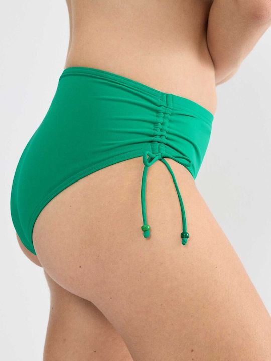 Mix & Match Summer Midi Bikini Slip with Laces Green