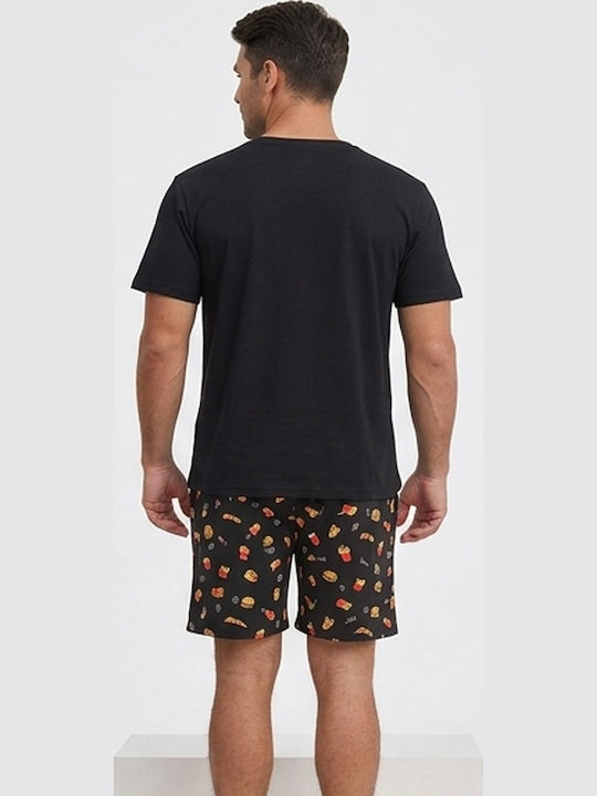 Sommer Herrenpyjama Bermuda Schwarz