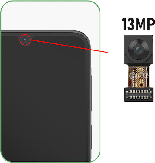 Clappio 13MP Предна Селфи Камера Galaxy A17 5G 4G Резервна Част Черна
