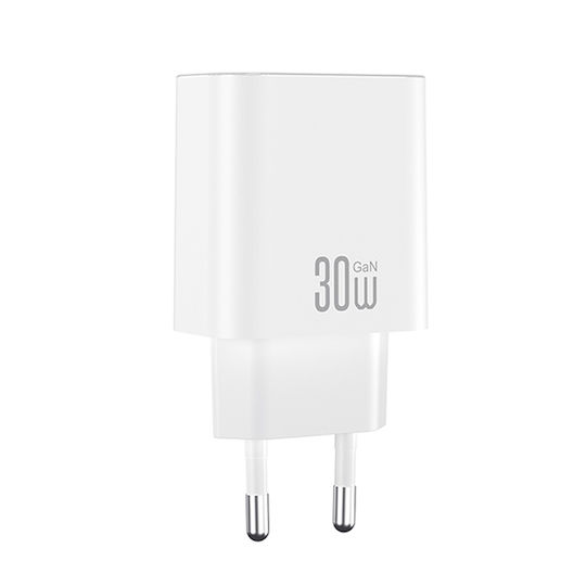 XO GaN Wall Charger Without Cable with USB-C Port 30W Quick Charge 2.0 / Quick Charge 3.0 / Quick Charge 4.0 White (CE41)