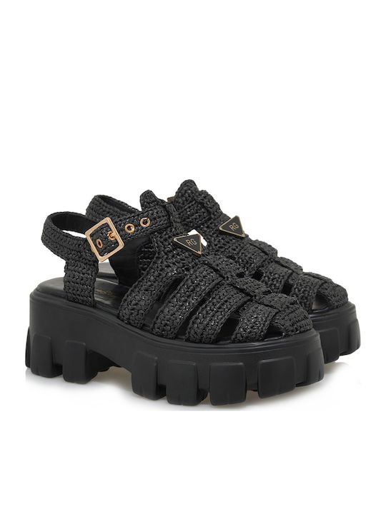 Γυναικεία Σανδάλια Flatforms Μαύρα