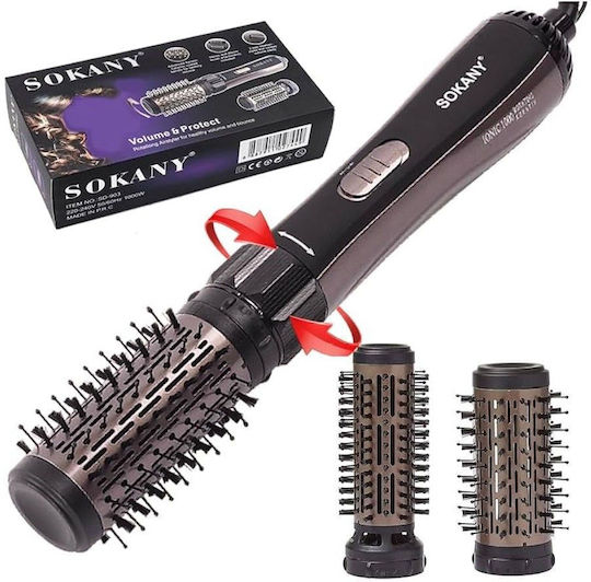 Sokany Electric Brush with Air & Rotating Head for Straightening and Curls 1000W Black