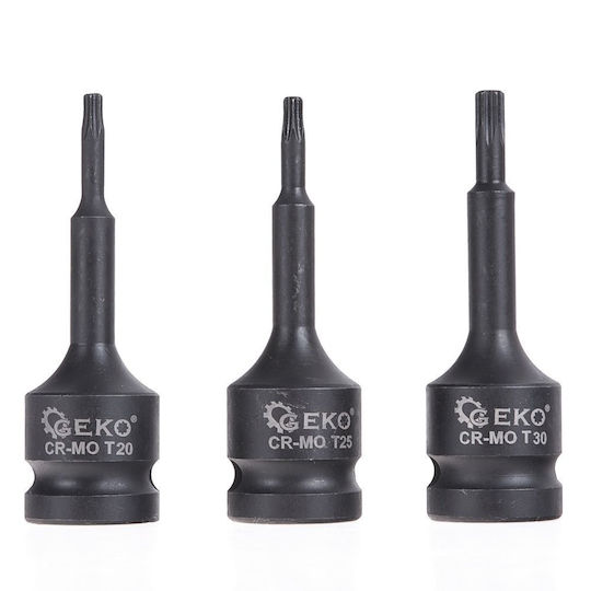 Impact Bits Geko G10526 1/2" Torx T20-t70 9 Pieces In Plastic Case