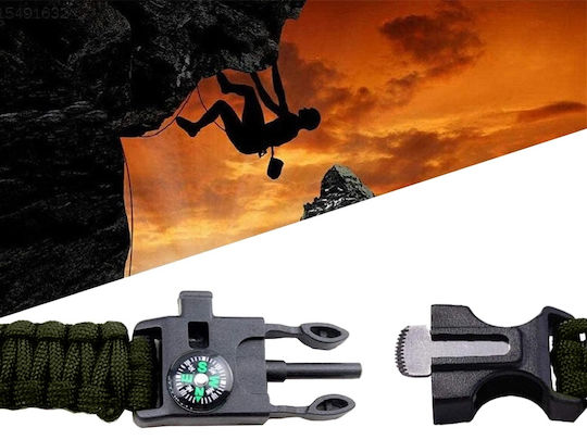 Überlebensset 5 1 Feuerstein Kompass Pfeife Messer Paracord Überleben Grün Kvd 090-14372_z