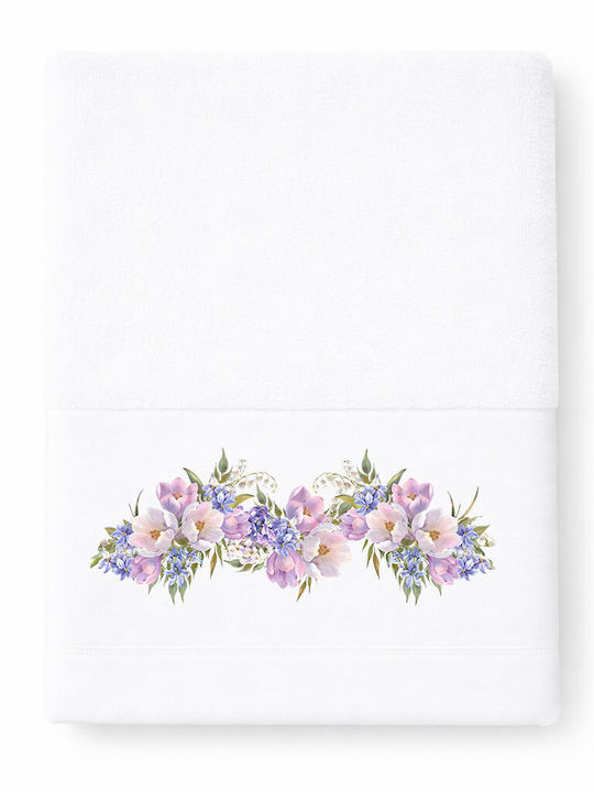 Astron Italy 50x90cm Violet White Bath Towel Weight 500gsm