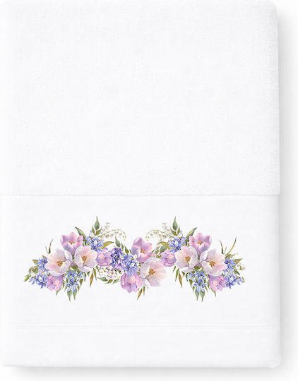 Bath Towel Facecloth 50x90cm Violet White Weight 500gsm