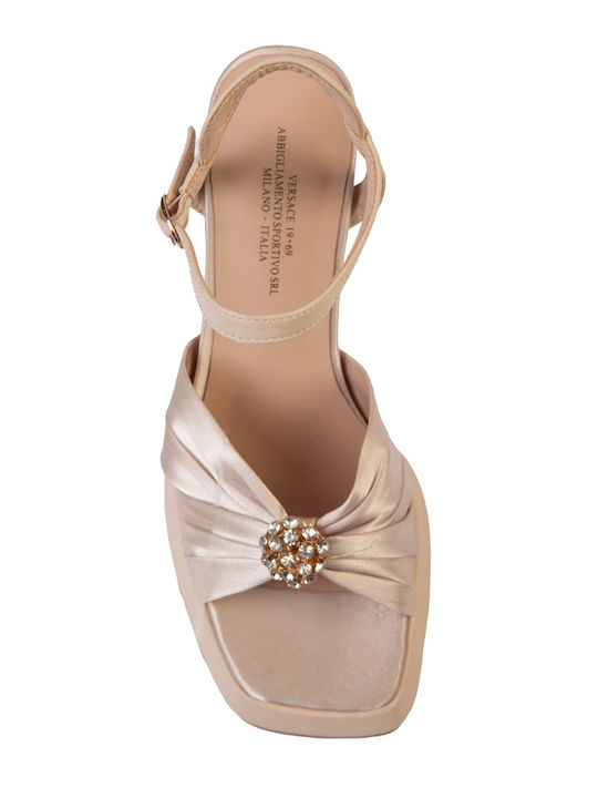 Leder Damen Sandalen Beige