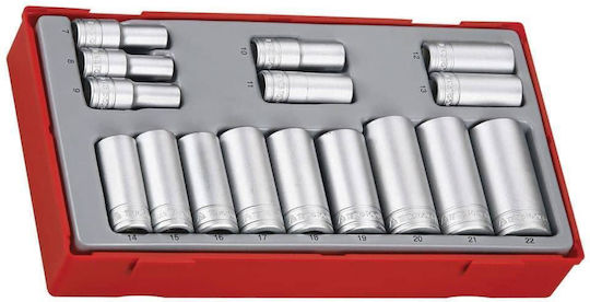 Teng Tools Nüsse Pneumatisch Quadratisch Lange mit Vierkant-Antrieb 3/8" Set 16Stück