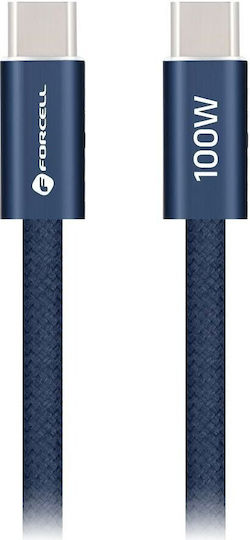 Forcell USB 2.0 Cable USB-C male - USB-C 100W Μπλε 1.2m