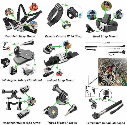 Kit Accesorii Set Argintiu Pro Universal Gopro