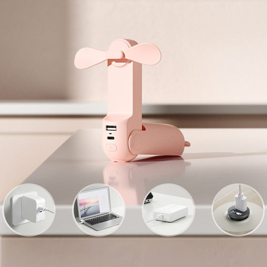 JisuLife Handheld Fan USB Rechargeable 2000mAh 8W Pink