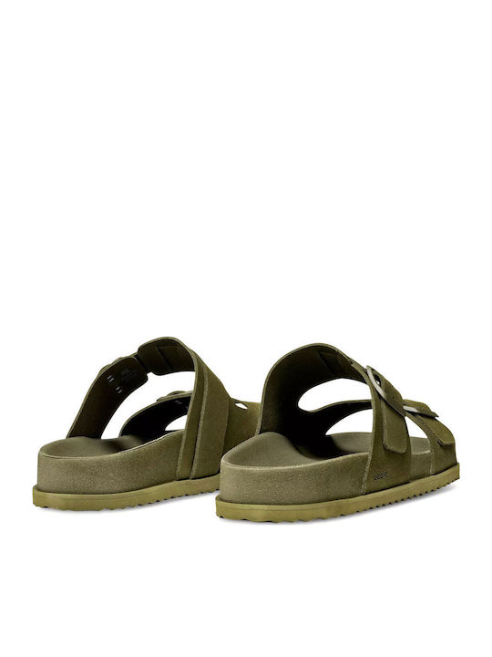 Leather Men's Sandals in Green Colour