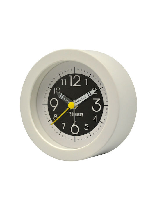 Alarm Clock Plastic Silent White Matte Colour 9.7x4.2x9.7cm Ankor Pcs