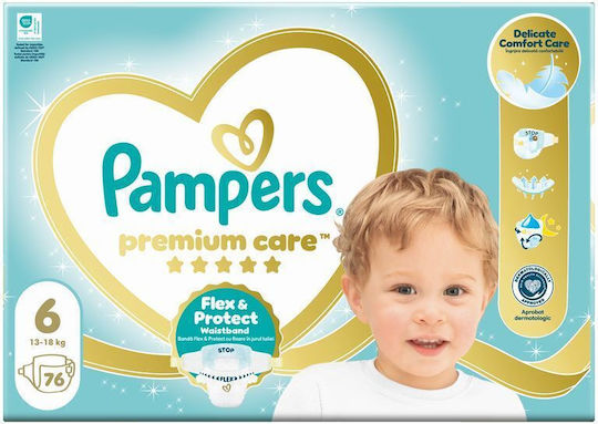 Pampers Памперси с Лента Premium Care No. 6 за 13-18 кг 76 Брой