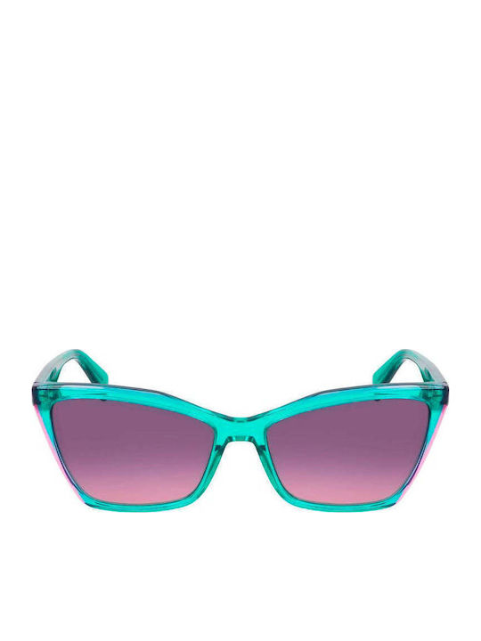 Liu Jo Woman Sunglasses with Green Horn-Rimmed Frame and Green Lens