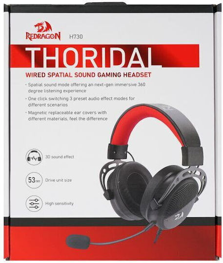Redragon Thoridal H730 Надушници Геймърски слушалки с връзка USB Черен