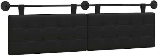 vidaXL Leather Bed Headboard Cushion Black 190x55cm