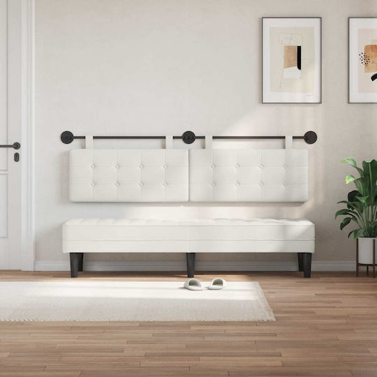 vidaXL Leather Bed Headboard Cushion White 170x55cm