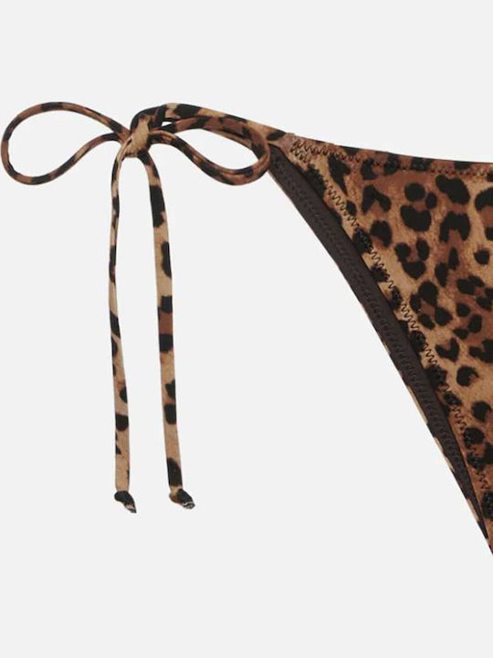 Marielle Cheeky Bikini Slip με Κορδονάκια Καφέ