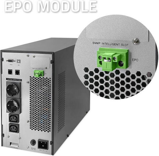 Qoltec 52282 Unitate UPS 3000VA 3000W cu 2 Prize Schuko
