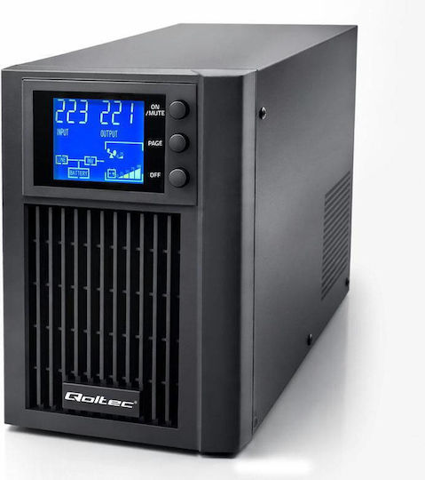 Qoltec 52640 UPS устройства On-Line 1000VA 800W с 2 Schuko гнезда