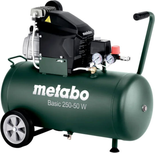 Metabo Basic 250-50 W Einphasig Luftkompressor 81dB mit Leistung 2hp und Lufttank 50Es 601534000