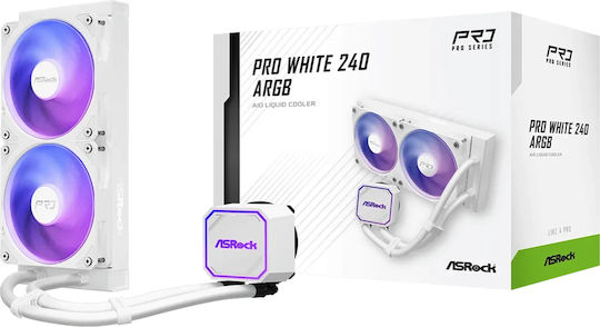 ASRock Pro 240 Охлаждане AIO CPU с 2 Вентилатора 120mm и ARGB Осветление Бял