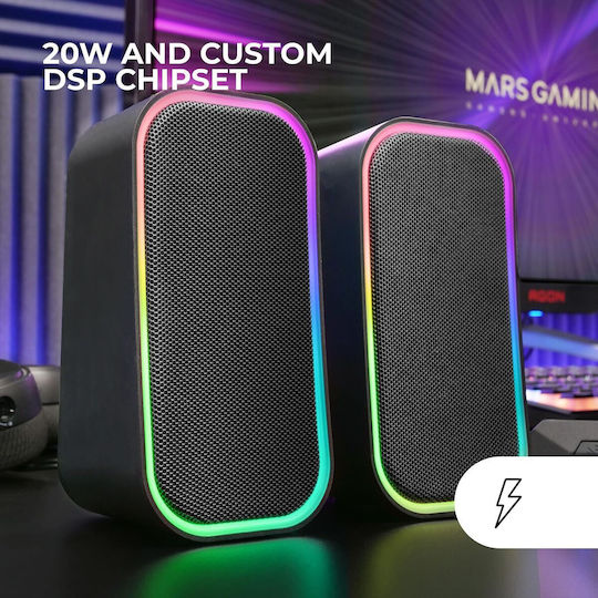 MS-OM 2.0 Speakers with RGB and Bluetooth 20W Black