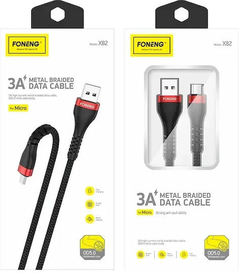 Foneng Regular USB 2.0 to micro USB Cable Μαύρο 1m