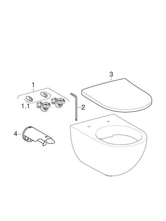 Geberit Wandhängende Toilette mit Deckel Sanftes Schließen Weiß