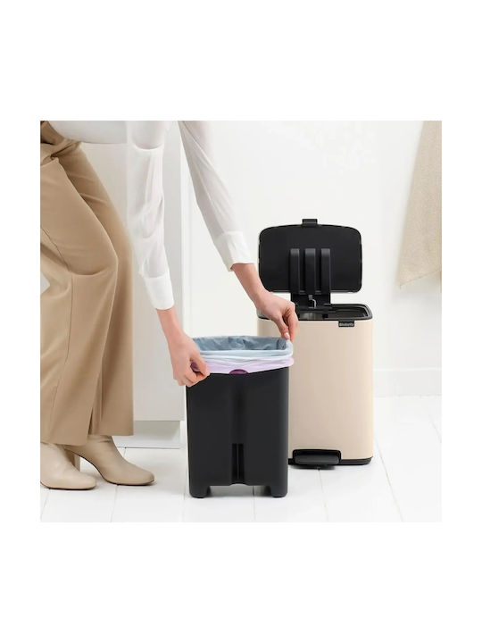 Brabantia Coș de Gunoi Plastic cu Pedală Bej 12l