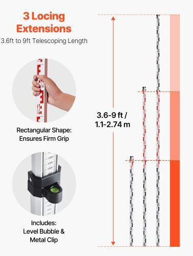 Vevor Αυτορυθμιζόμενο Περιστροφικό Αλφάδι Laser Πράσινης Δέσμης 1.2V με Εύρος Εργασίας 500m