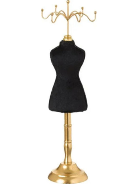 Cutie Organizare Bijuterii Stand Manechin Negru Catifea Auriu Foil Ø9x31cm Cutie Organizare Bijuterii Stand Manechin Negru Catifea Auriu Foil Ø9x31cm