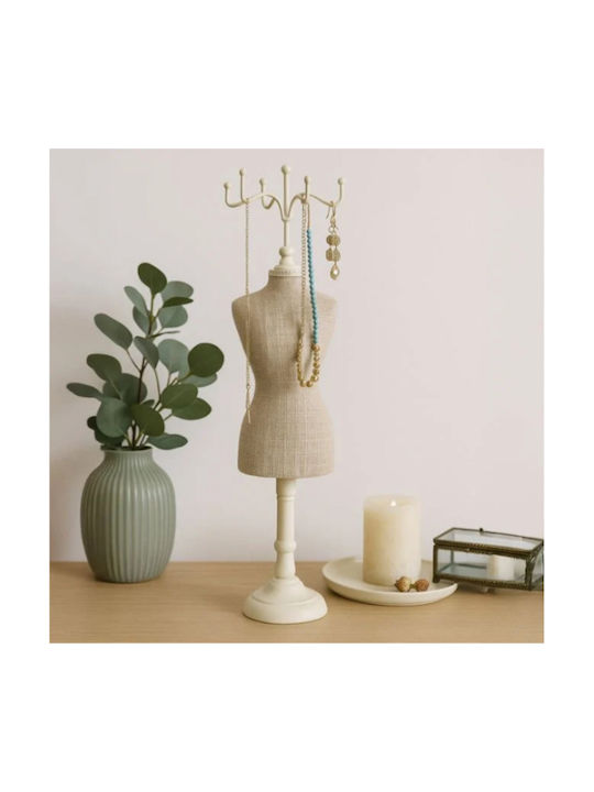 Schmuckkästchen Stand Mannequin Creme Brokar Ø12x40cm