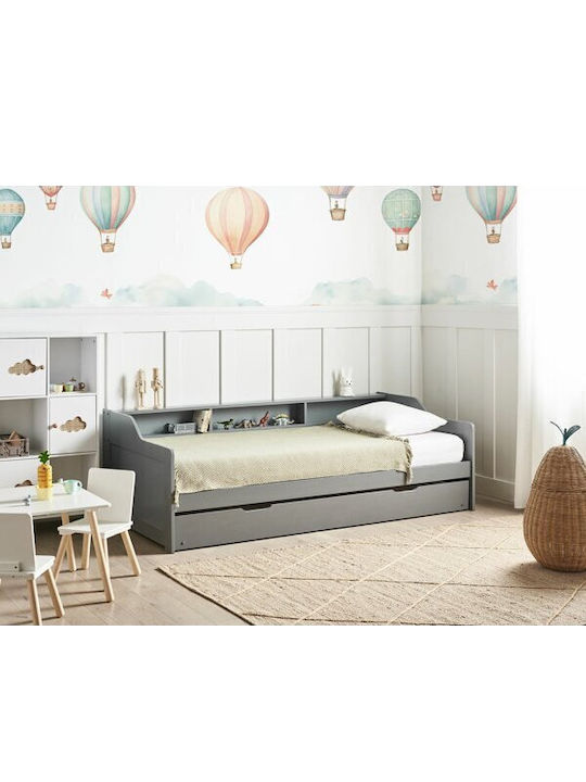 Kids Bed Single with Storage Space and Sliding Bed Gray for Mattress 90x200cm Kids Bed Single with Storage Space and Sliding Bed Gray for Mattress 90x200cm