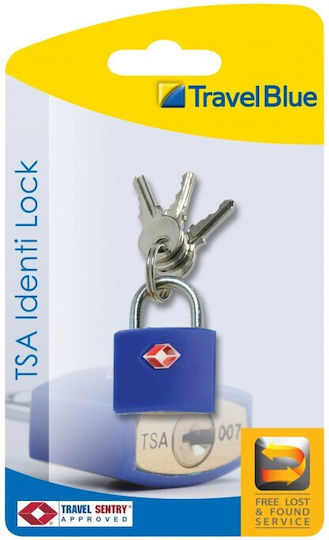 Travel Blue 027 Bronze Padlock Brass with Key Blue with TSA Certification 40mm Blue 1pcs